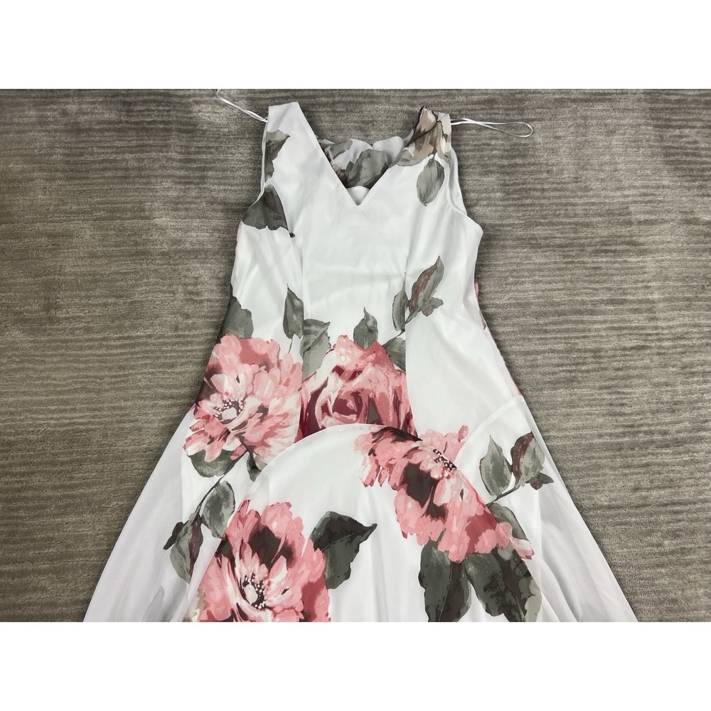 Robbie Bee White Midi Dress with Pink & Green Floral Print - Picture 8 of 12